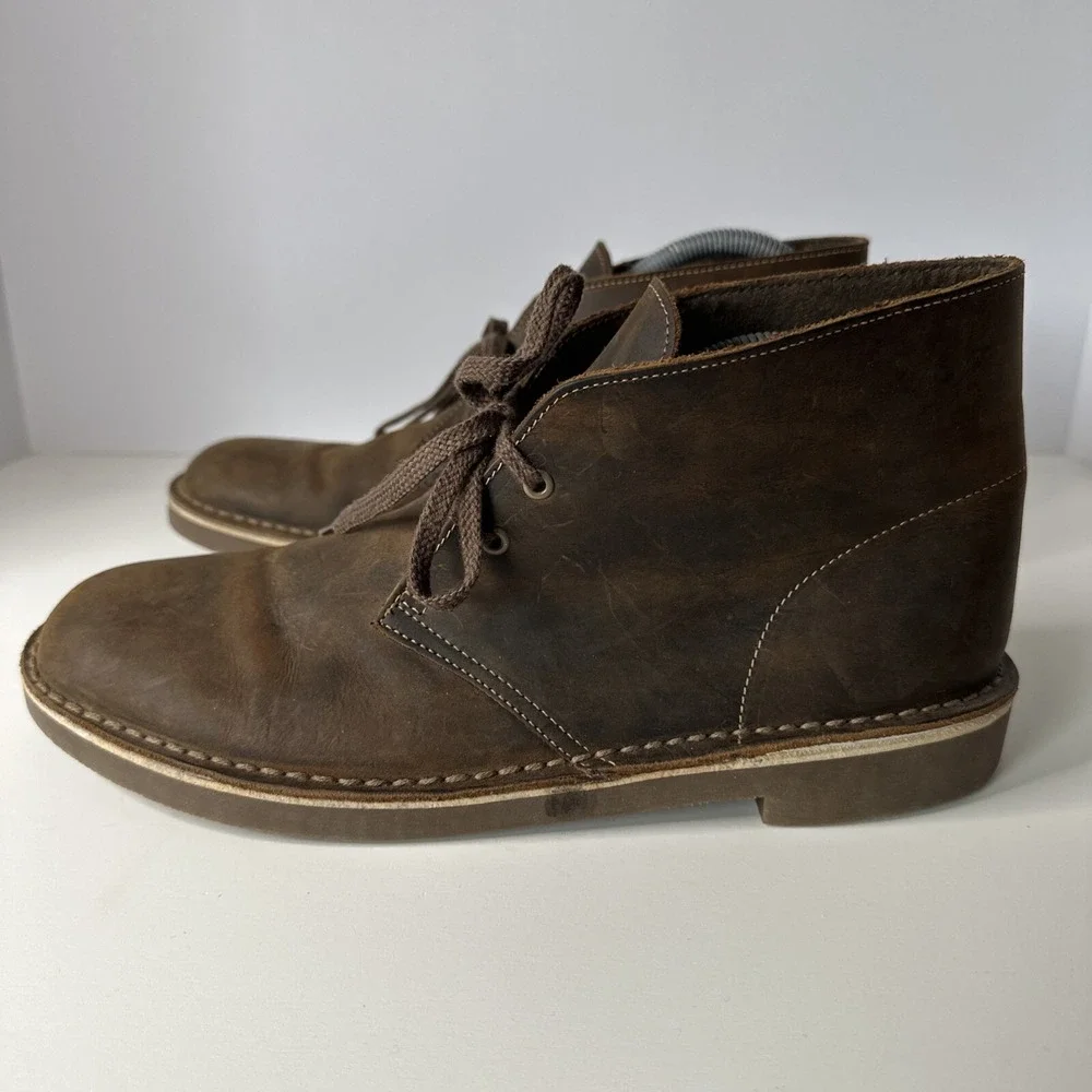 Clarks Men's Bushacre 2 Real Leather Chukka Boots Shoes Size 9 US VERY NICE